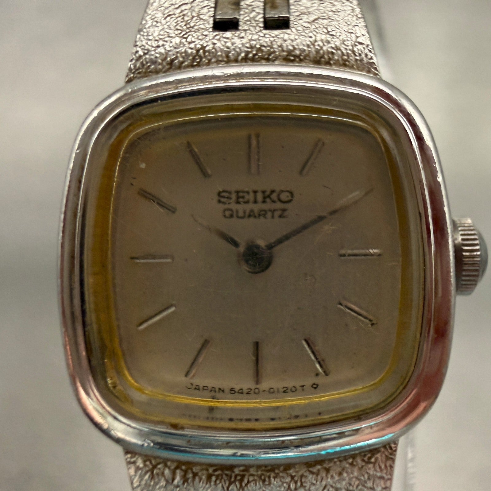 Seiko Watch Women 17mm Silver Dial Silver Tone Rectangle 5420-5079 New Battery1