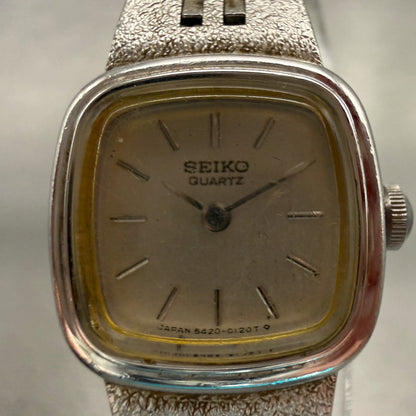 Seiko Watch Women 17mm Silver Dial Silver Tone Rectangle 5420-5079 New Battery1
