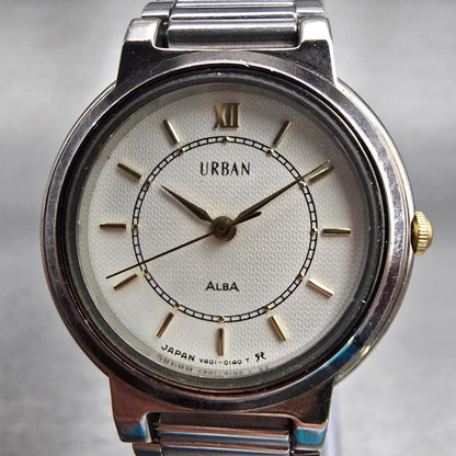 Seiko Alba Urban Watch Women 25mm White Dial Silver Tone Round V401-0050 New Bat1