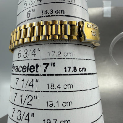 Seiko SQ Watch Women 24mm Gold Dial Gold Tone Daydate Round 3423-0099 New Batt 610
