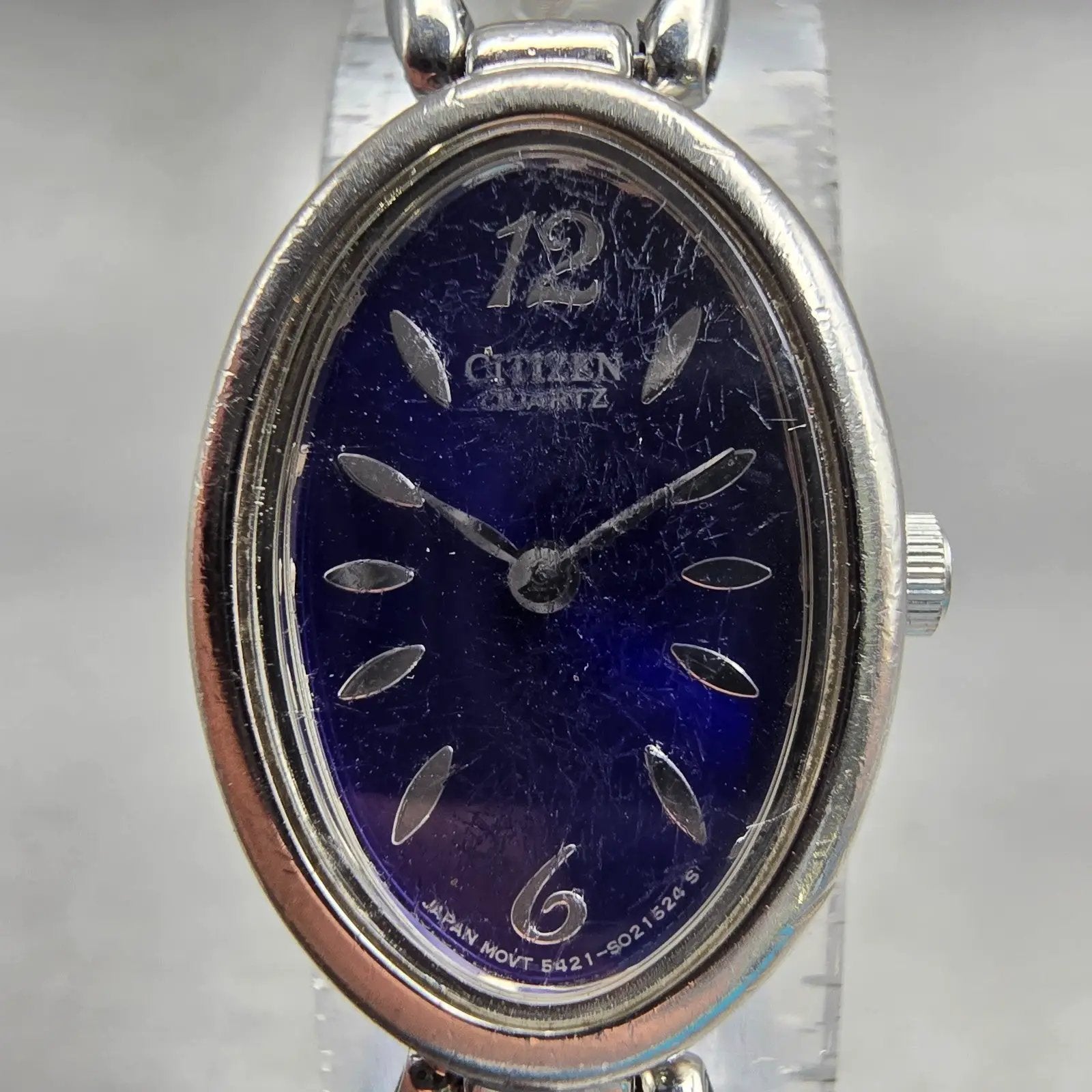 Citizen Watch Women 16mm Blue Dial Silver Tone Oval 5421-S011426 New Battery1