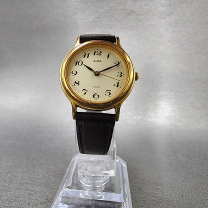 Seiko ALBA Watch Women 27mm Cream Dial Gold Tone Round V5016K00 New Battery5