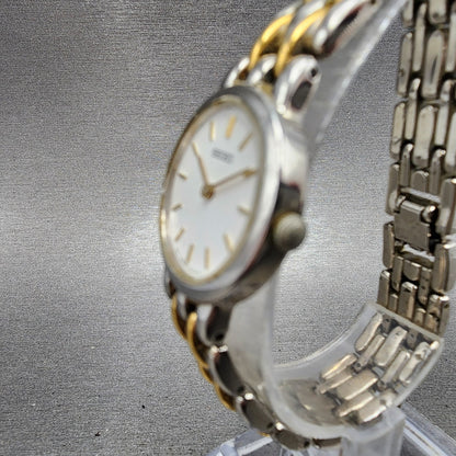Seiko Watch Women 24mm Silver Dial Two Tone Round V7006379 New Battery3