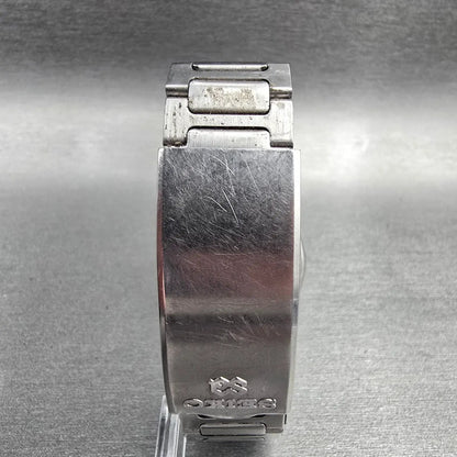 Seiko SQ Watch Men 35mm Black Dial Silver Tone Daydate Alarm 7223-6019 New Batt7
