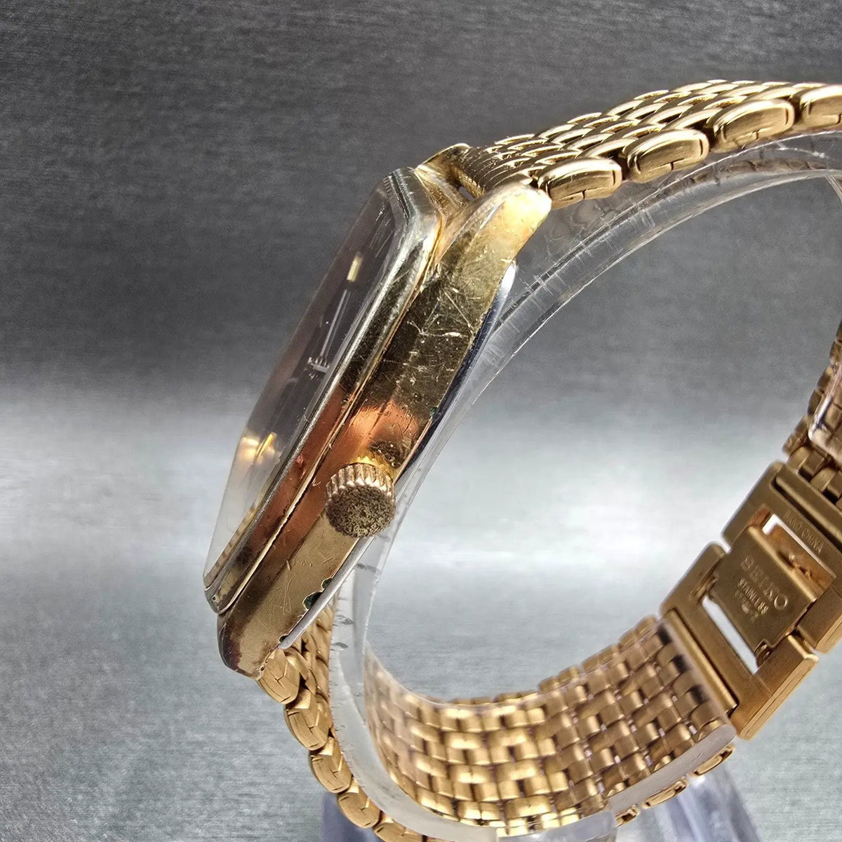 Seiko SQ Tank Watch Men 31mm Brown Dial Gold Tone Daydate 2633-5029 New Battery2