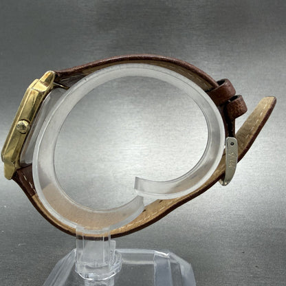 Seiko Tank Watch Men 28mm Champagne Dial Gold Tone Date 6532-5140 New Battery6