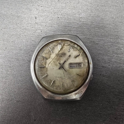 Seiko Automatic Watch Men 37mm Silver Dial Silver Tone Daydate 7009-8229 PARTS0