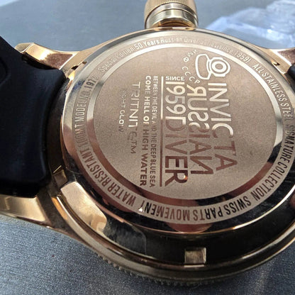Invicta Russian Diver Watch Men 51mm Black Dial Rose Gold 1972 New Battery9