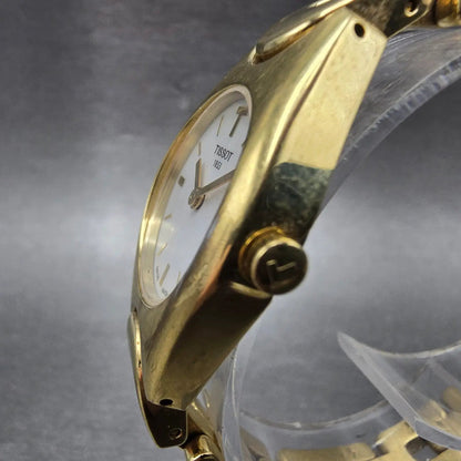 Tissot T-Trend Watch Women 23mm MOP Dial Gold Tone Round New Battery G349 VTG2