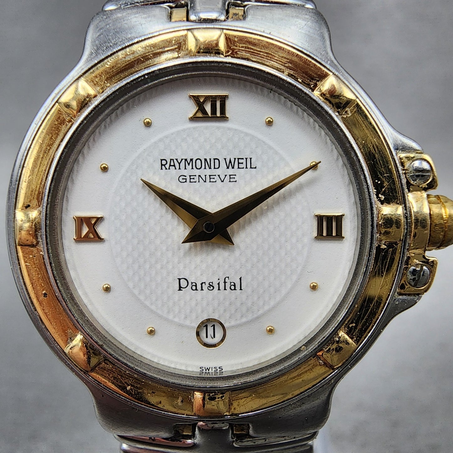 Raymond Weil Parsifal Watch Women 27mm White Dial Two Tone Date New battery1