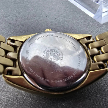 Citizen Eco-Drive Paladion Watch Women 28mm Cream Dial Gold Tone Date Runs9
