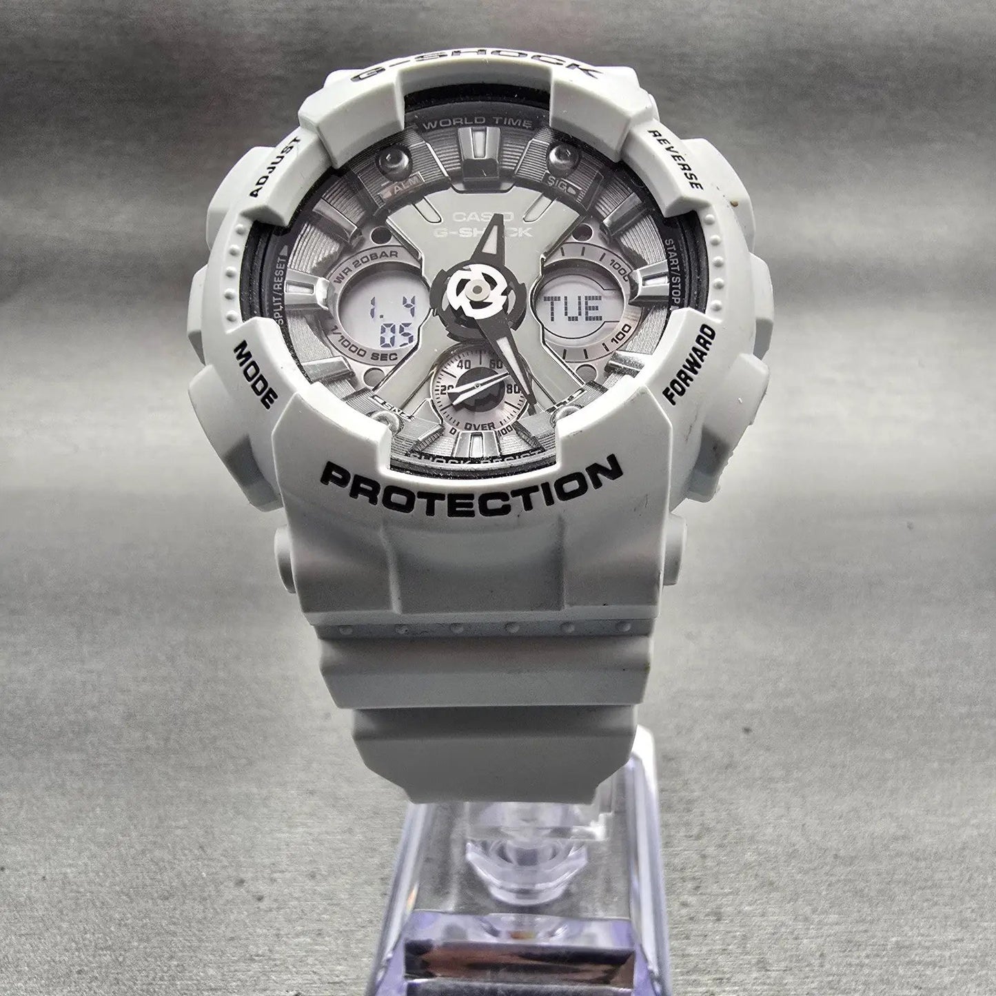 Casio G-Shock GMA-S120MF Watch Men 45mm Silver White Chronograph Alarm New Batt5