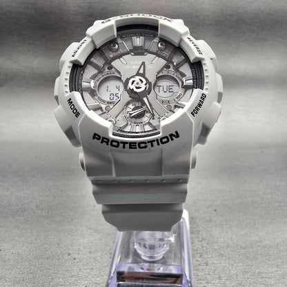 Casio G-Shock GMA-S120MF Watch Men 45mm Silver White Chronograph Alarm New Batt5