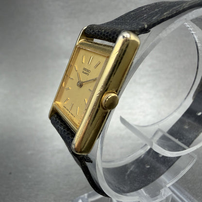 Seiko Tank Watch Women 18mm Champagne Dial Gold Tone 2Y00-5479 New Battery2