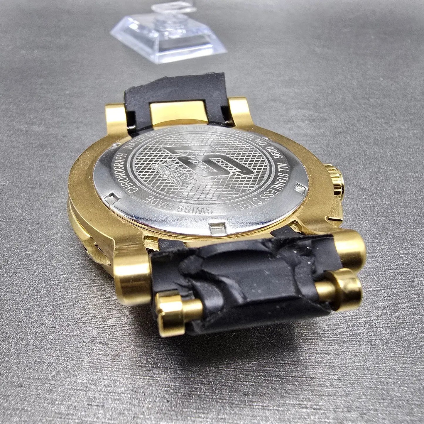 Invicta S1 Chronograph Watch Men 51mm Black Dial Gold Tone Date 0896 New Battery12