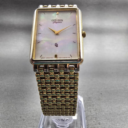 Citizen Elegance Watch Men 22mm MOP Dial Gold Tone 2200-S12843 New Battery VTG5