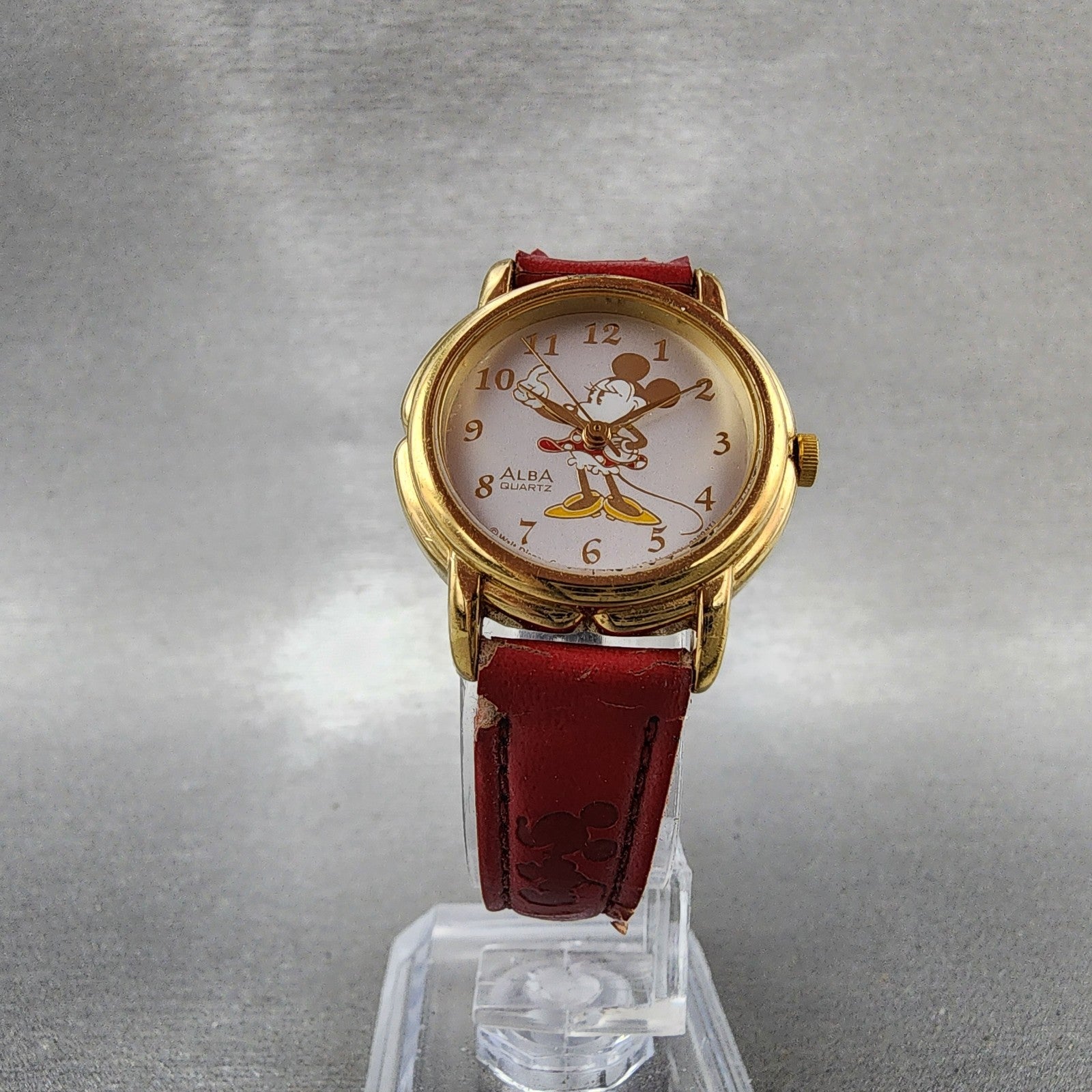 Seiko Alba Minnie Watch Women 26mm Silver Dial Gold Tone V5010170 New Battery5