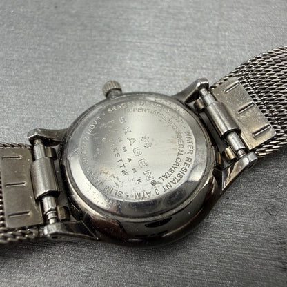 Skagen Watch Women 24mm Gray Dial Titanium Round Mesh Band 233XSTTM New Battery9