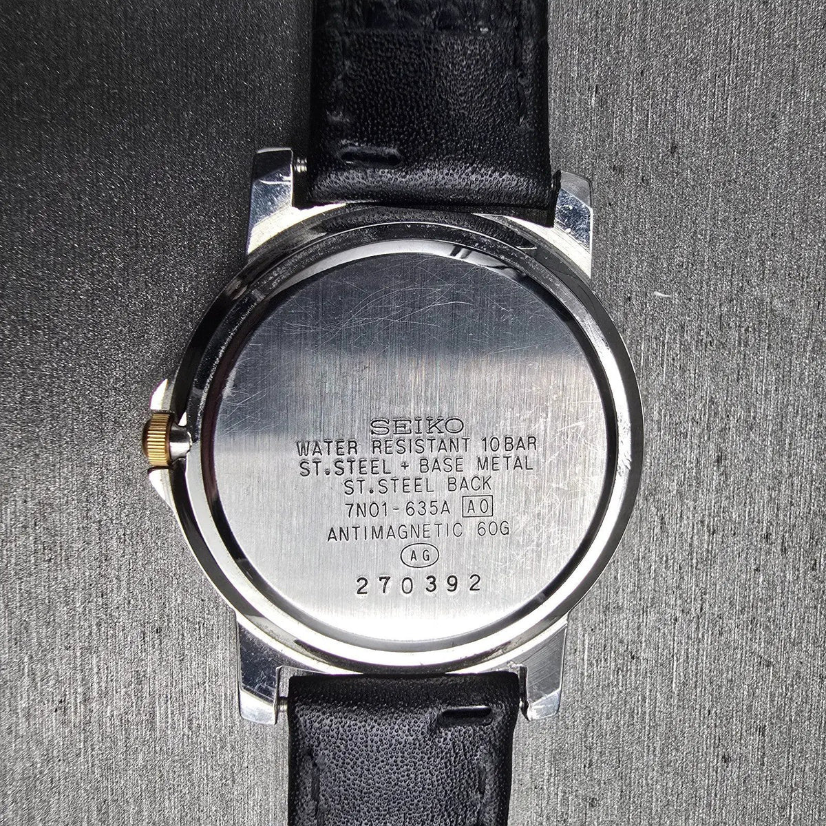 Seiko Avenue Watch Men 33mm Champagne Dial Two Tone Round 7N01-635A New Battery10