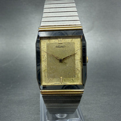 Seiko Tank Watch Men 24mm Champagne Dial Two Tone 5P31-5000 New Battery Vintage0