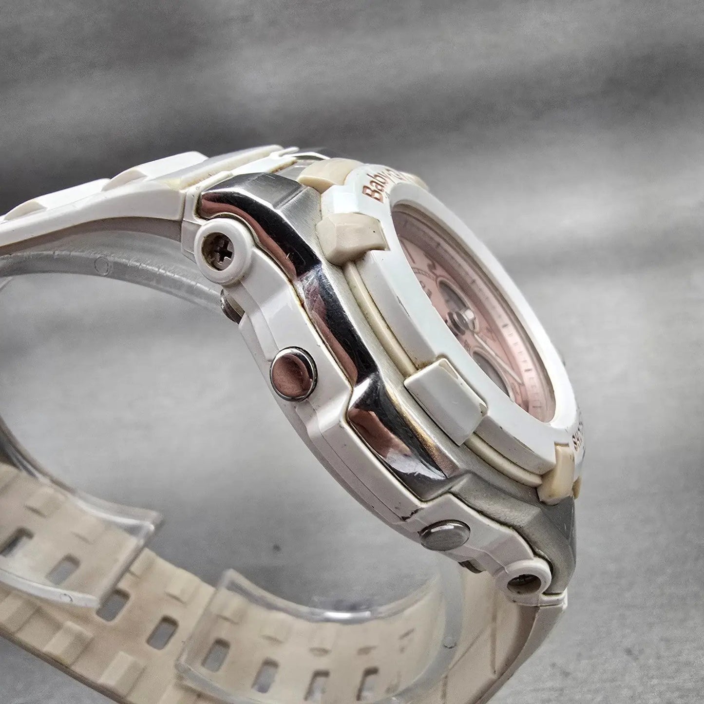 Casio Baby-G BGA-110 Watch Women 40mm Pink Dial White Chrono Alarm New Battery3
