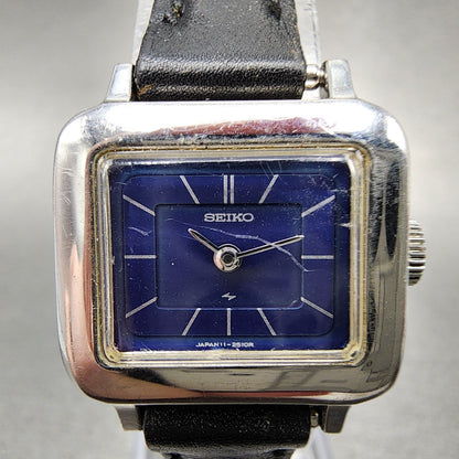 Seiko Watch Women 22mm Blue Dial Stainless Steel Rectangle Manual Wind Runs1