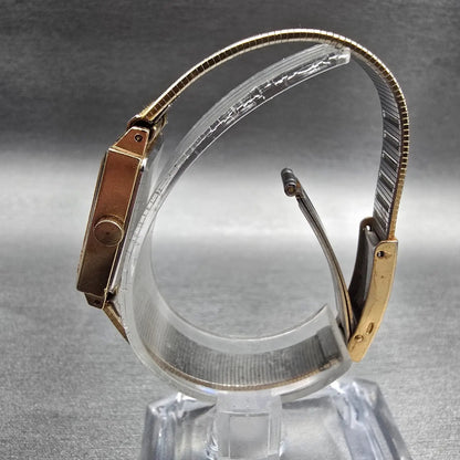 Seiko Tank Watch Women 18mm Gold Dial Gold Tone Rectangle 2C21-5190 New Battery6