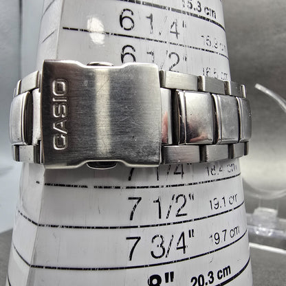 Casio Illuminoator AQ-180W Watch Men 41mm Blue Dial Silver Alarm Daydate New Bat10
