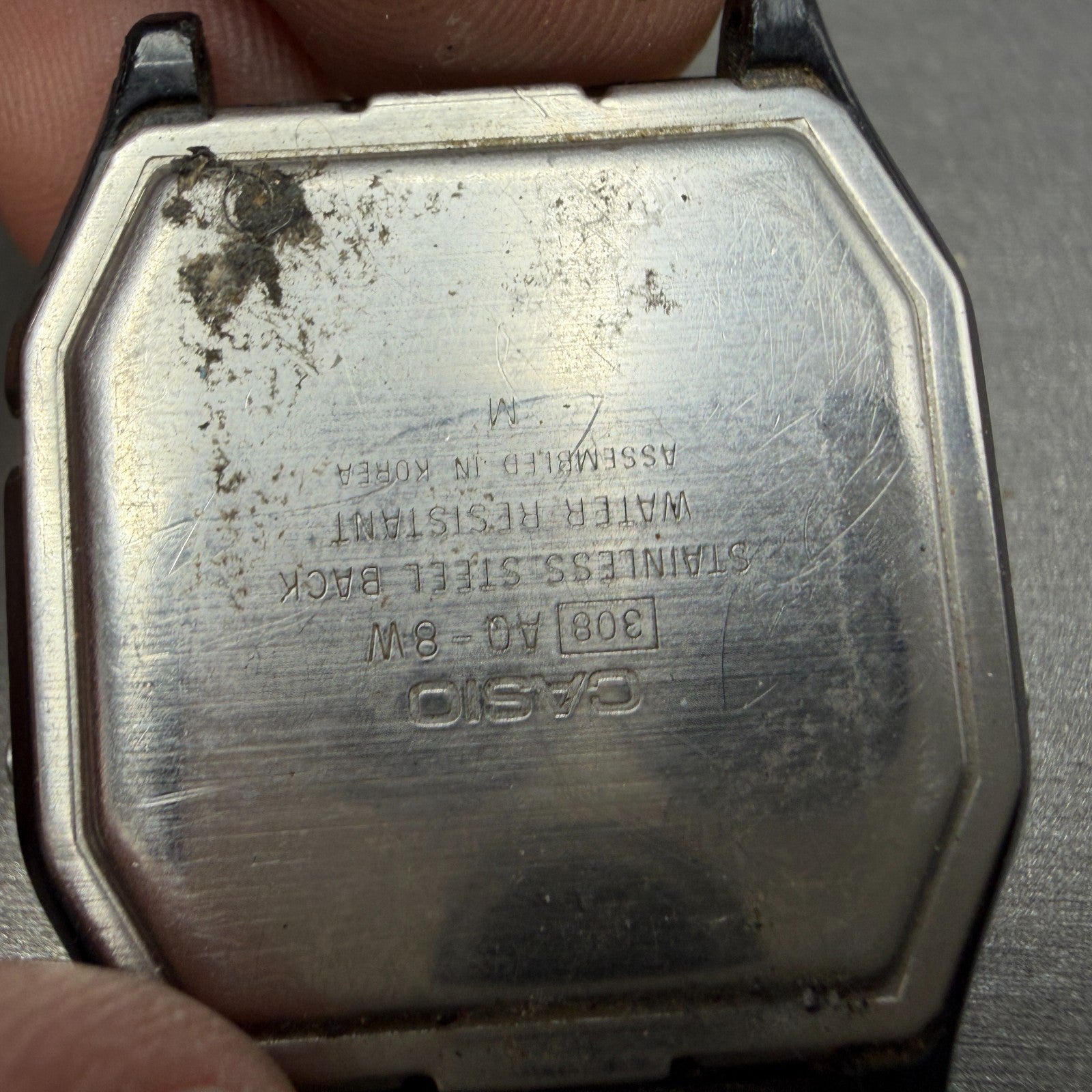 Casio AQ-8W Watch Men 33mm Analog Digital Black Octagon LCD VTG PARTS6