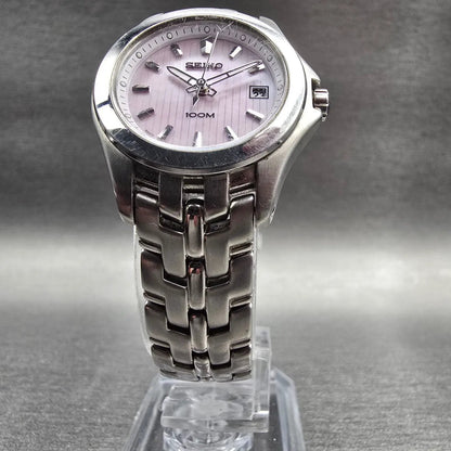 Seiko Watch Women 27mm MOP Dial Silver Tone Date Round 7N82-0FW0 New Battery5