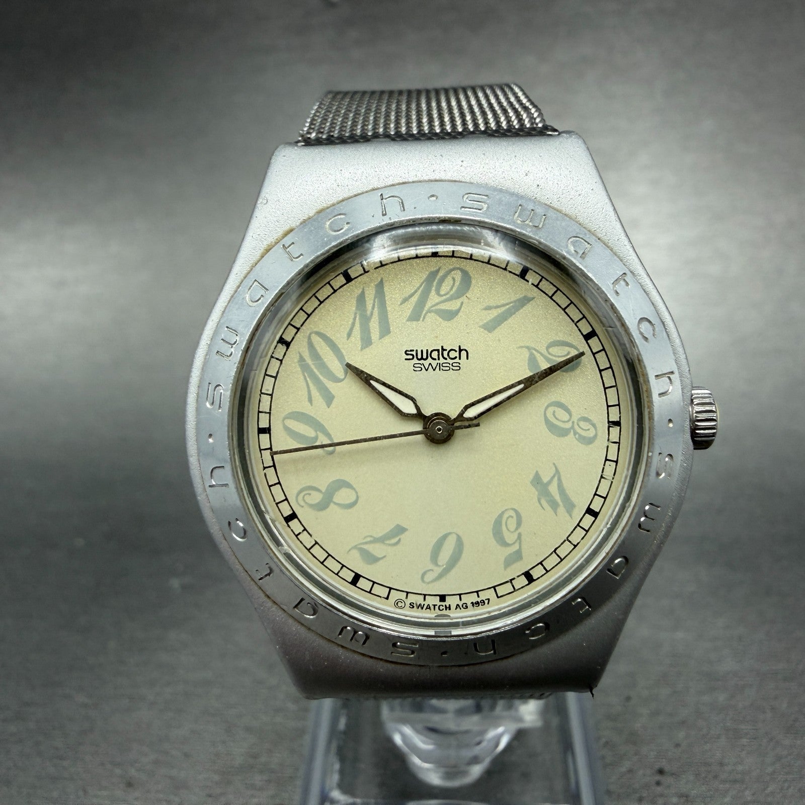 Swatch Irony Parousia Milanese Medium Watch Women 33mm Cream Dial Silver New Bat0