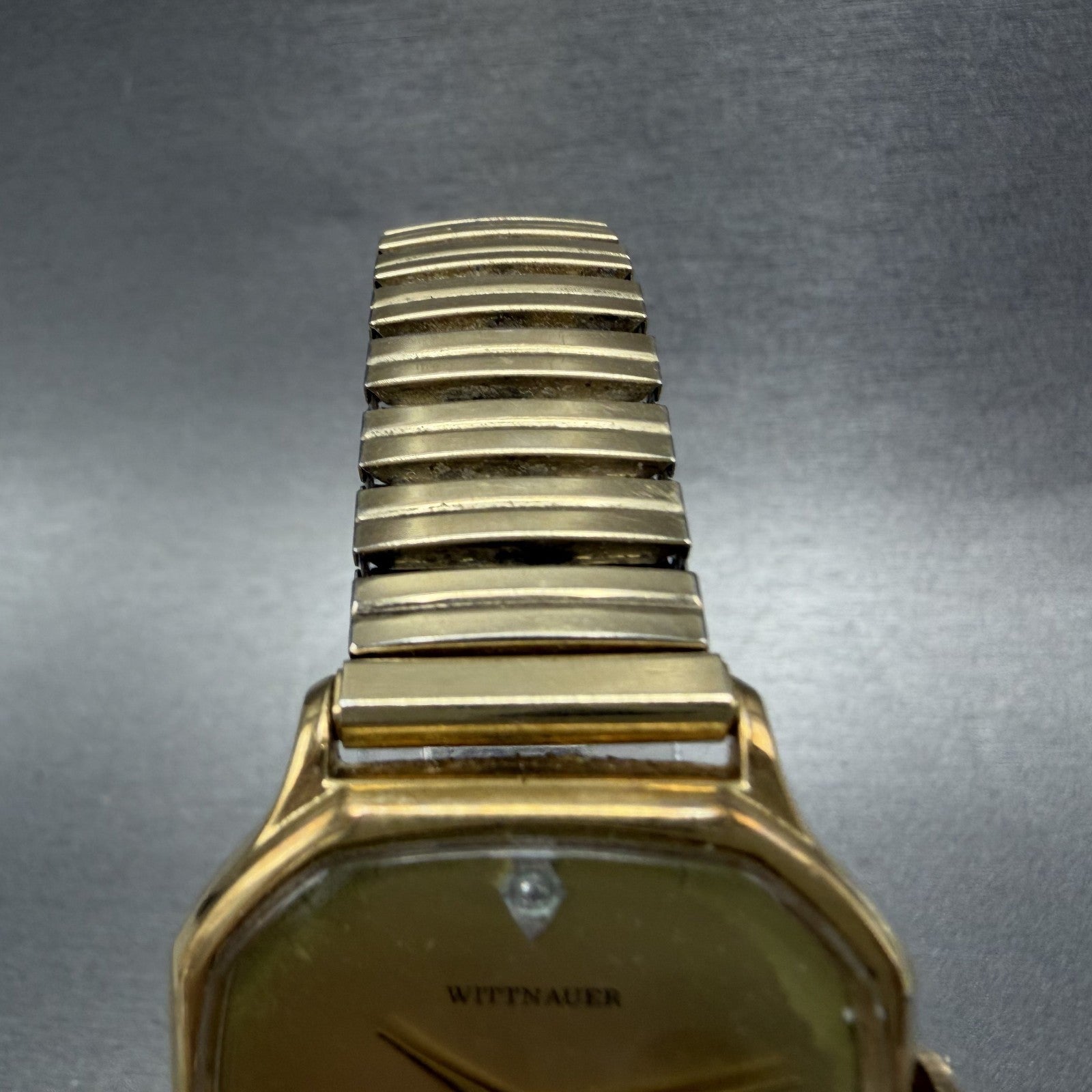Wittnauer Watch Men 31mm Gold Dial Gold Tone Octagon New Battery Vintage4
