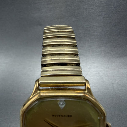 Wittnauer Watch Men 31mm Gold Dial Gold Tone Octagon New Battery Vintage4