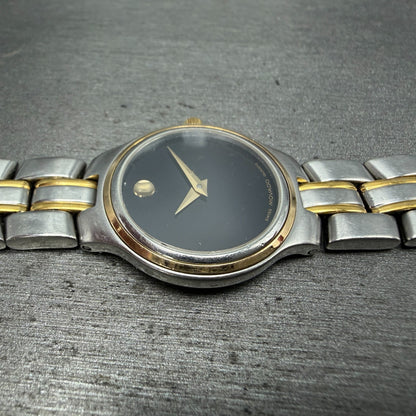 Movado Museum Watch Women 24mm Black Dial Two Tone Round READ!!!! 81-E3-828 Runs5