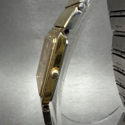 Seiko Tank Watch Women 17mm Gold Dial Gold Tone Rectangle 7320-5039 New Battery2