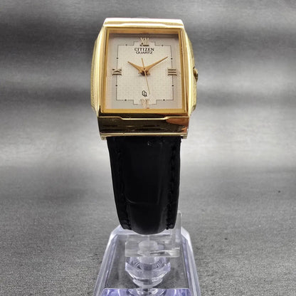 Citizen Watch Men 23mm Gold Dial Gold Tone Rectangle 6031-S10913 New Battery5