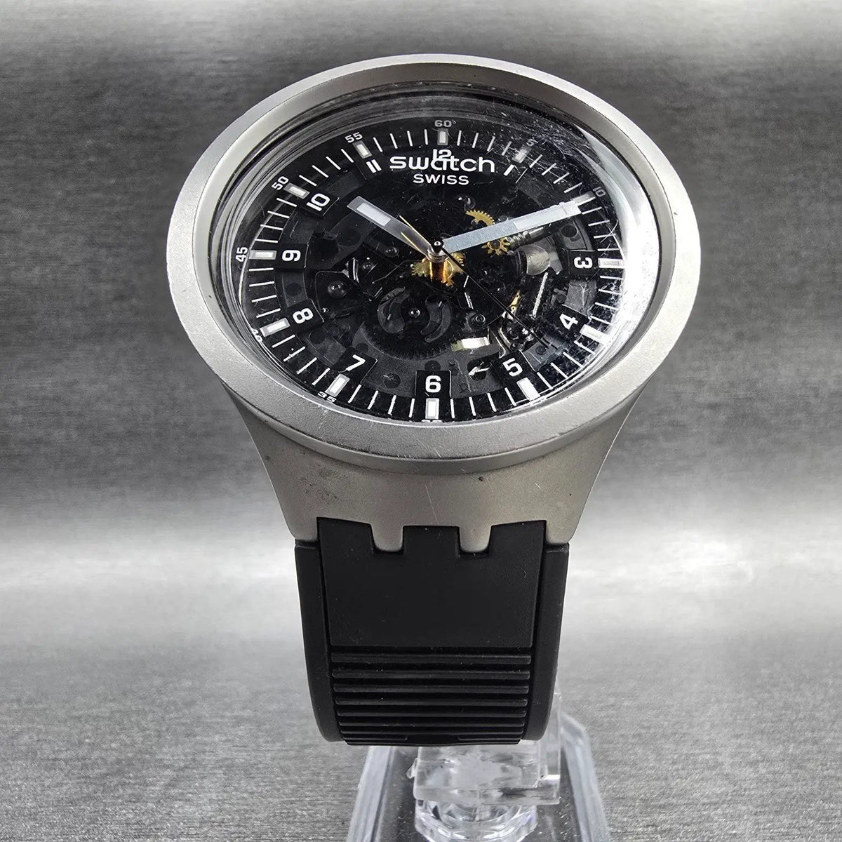 Swatch Big Bold Dark Irony Watch Men 47mm Skeleton Dial SB07S105 New Battery5