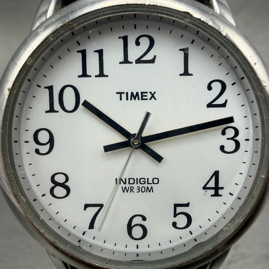 Timex Easy Reader Watch Men 35mm White Dial Silver Tone Round T205019J New Batte1