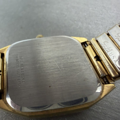 Lucien Piccard Dufonte Tank Watch Men 29mm Gold Dial Gold Tone Octagon New Batt9