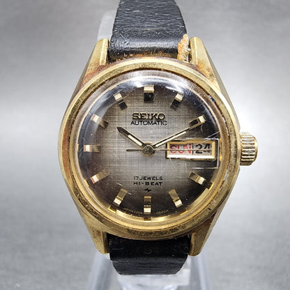 Seiko Automatic Watch Women 24mm Brown Dial Gold Tone Daydate READ!!!! Runs0