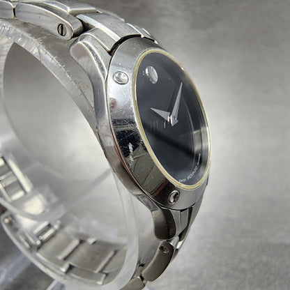 Movado Museum Watch Women 25mm Black Dial Stainless Steel Round New Battery