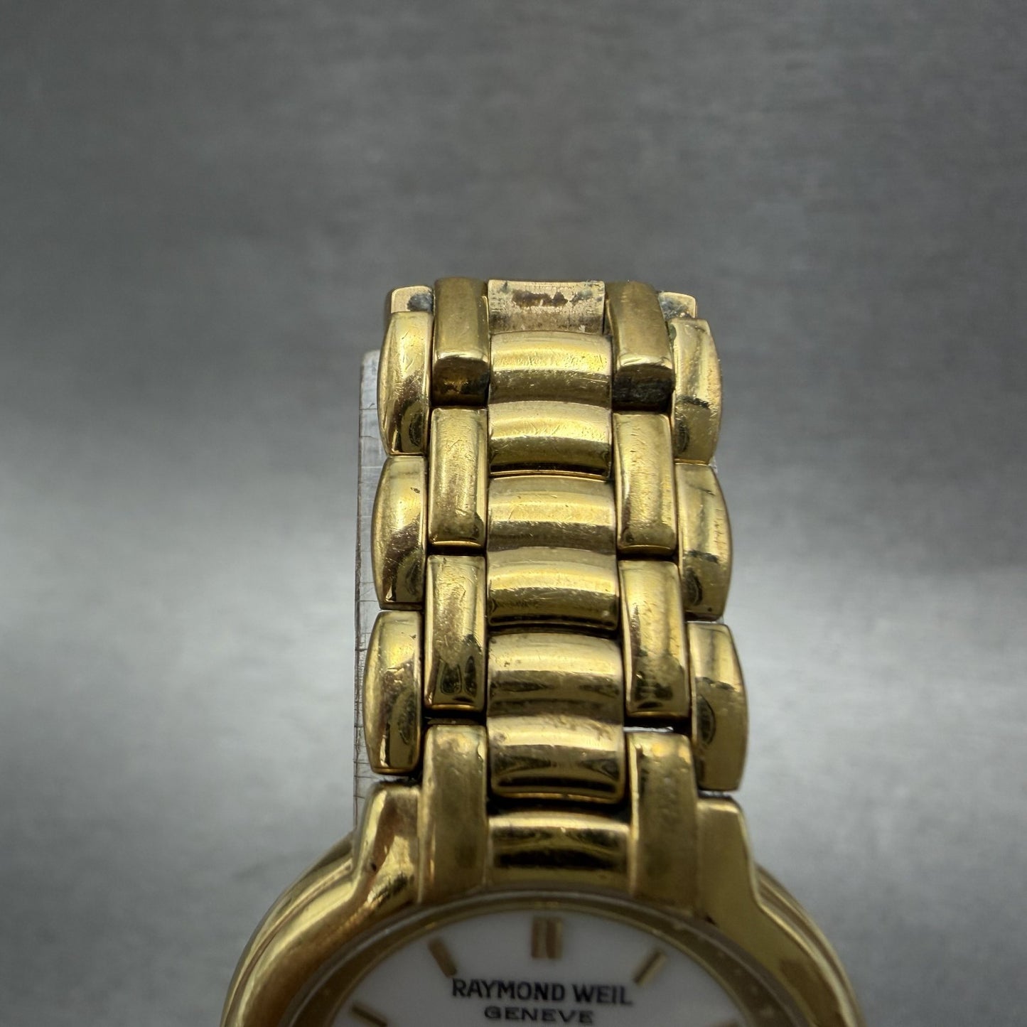 Raymond Weil Watch Women 25mm White Dial Gold Tone Date 9968 New Battery READ!!!4