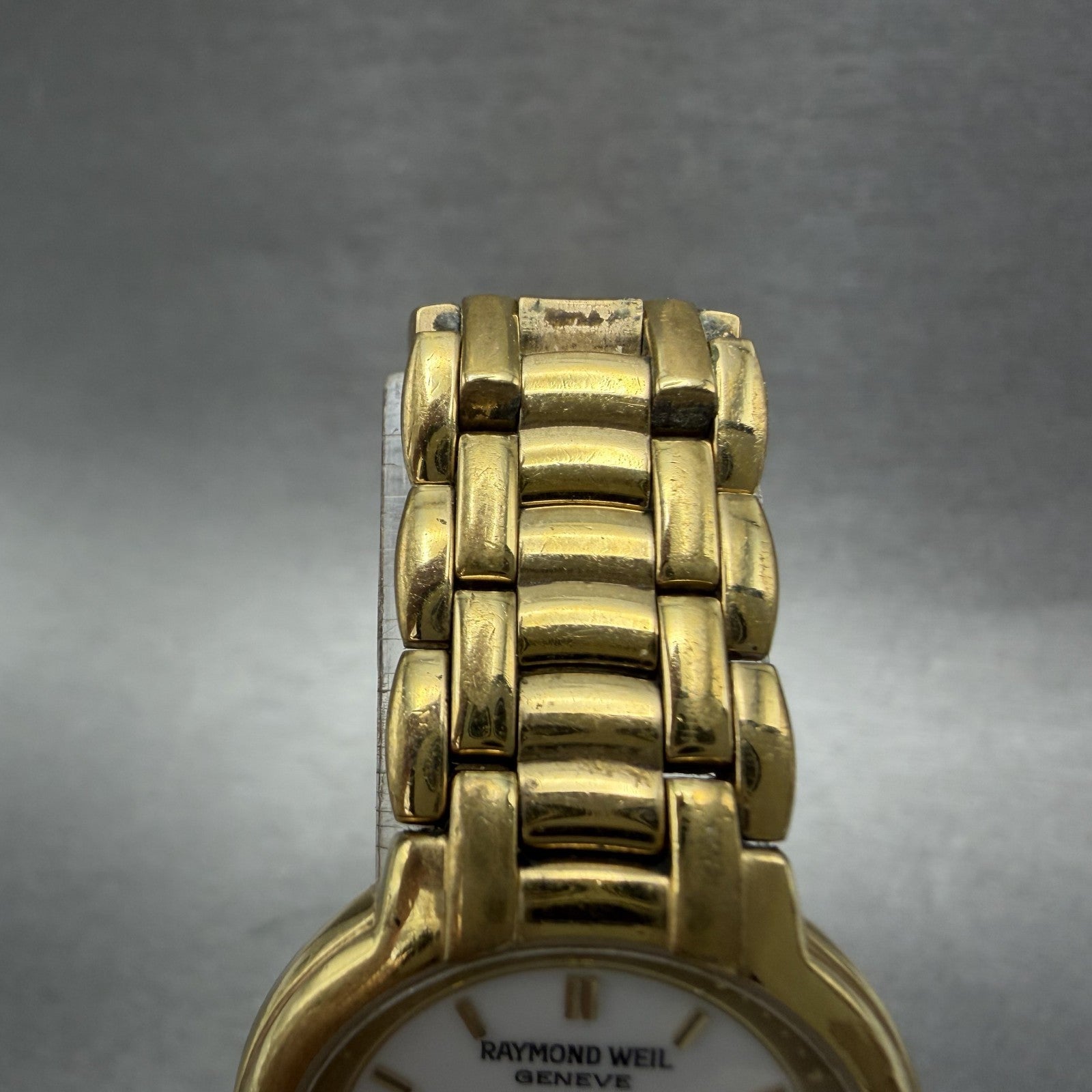 Raymond Weil Watch Women 25mm White Dial Gold Tone Date 9968 New Battery READ!!!4