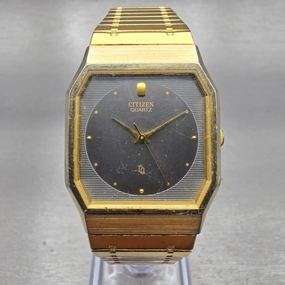 Citizen CQ Watch Men 28mm Silver Dial Gold Tone Rectangle 4031-491963 New Batt0