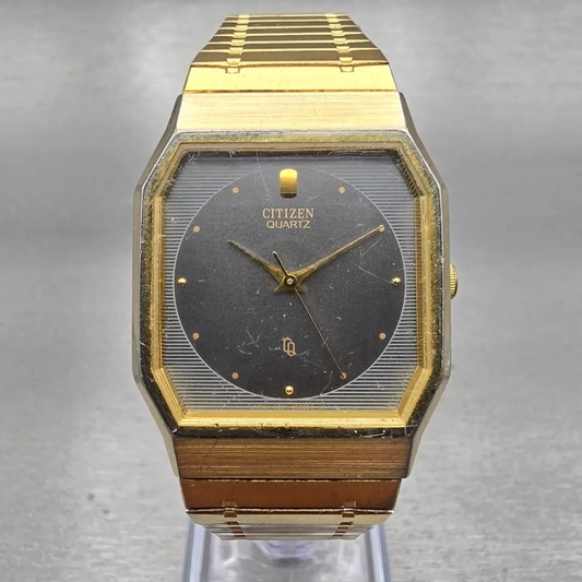 Citizen CQ Watch Men 28mm Silver Dial Gold Tone Rectangle 4031-491963 New Batt0