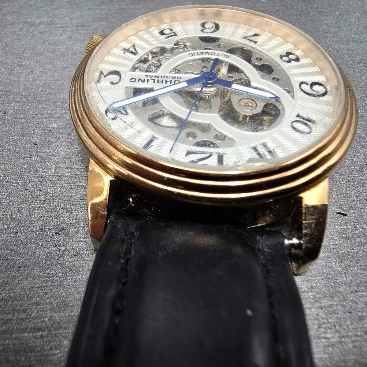 Stührling Automatic Skeleton Watch Men 44mm White Dial Rose Gold ST-90050 PARTS5