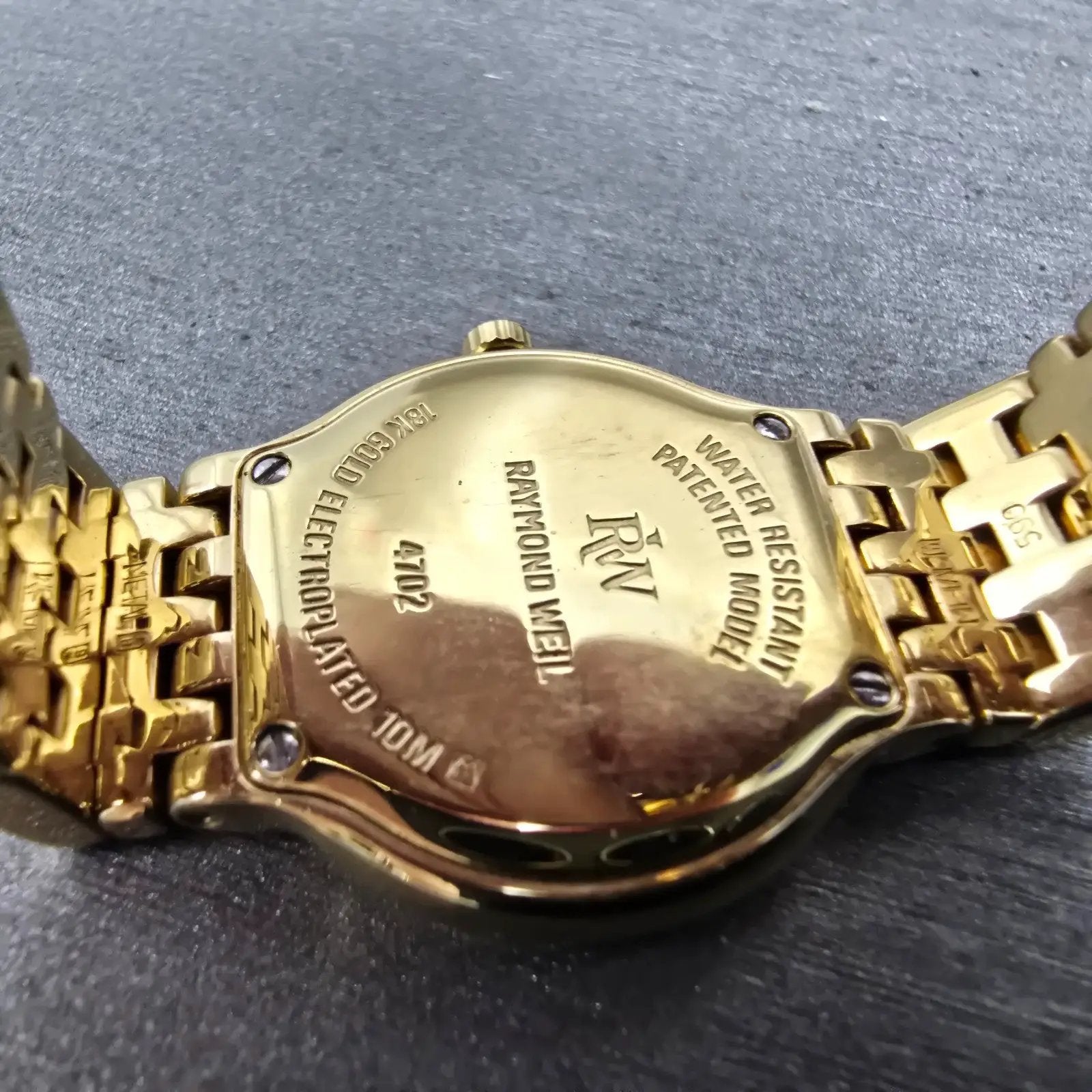 Raymond Weil Fideli Watch Women 24mm Black Dial Gold Plated Date 4702 New Batt9