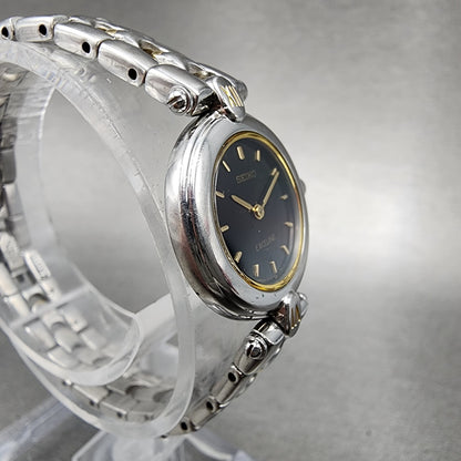 Seiko Exceline  Watch Women 20mm Black Dial Two Tone Round 1f200d0a New Batt3