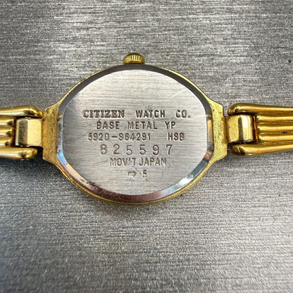 Citizen Watch Women 17mm Champagne Dial Gold Tone Oval 5920-S64291 New Battery10