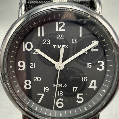 Timex Weekender Watch Men 38mm Black Dial Black Tone Round T2N889 New Battery1